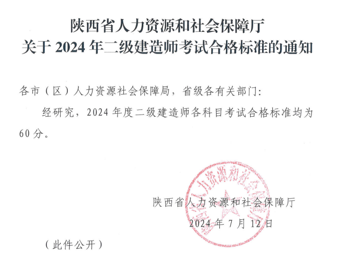 2024年陕西二级建造师合格标准